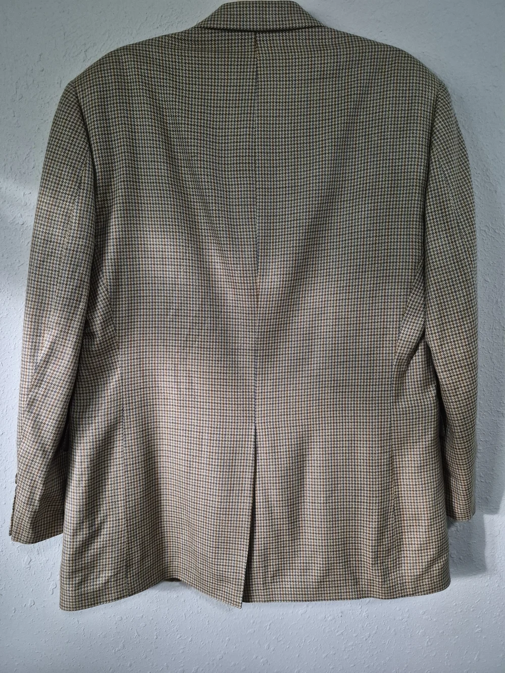 Lauren Ralph Lauren 100% Silk Men's Classic Tan Houndstooth Blazer Size 40R